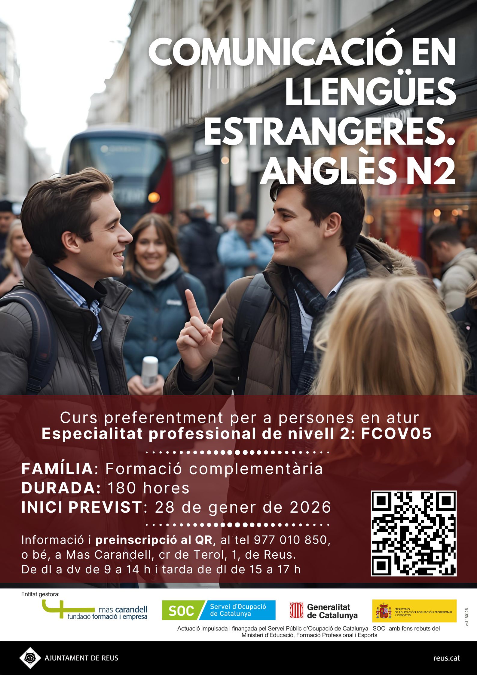 Imatge coberta de Sessió informativa del curs Comunicació en llengües estrangeres. Anglès N2 (FCOV05)